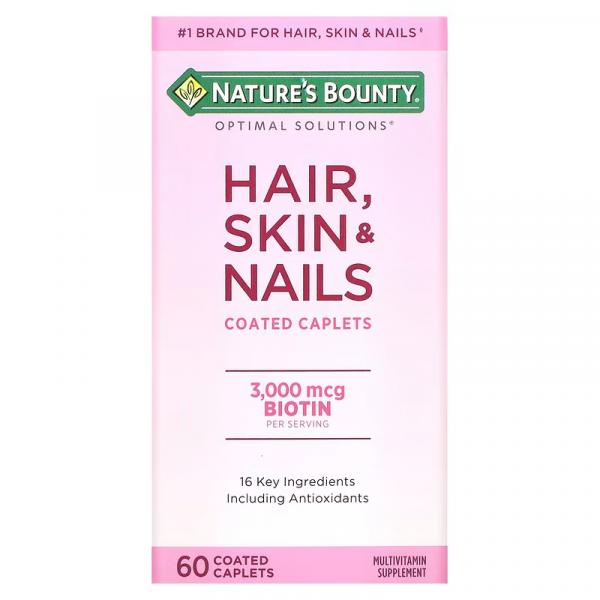 Витамины для здоровья волос, кожи и ногтей, Hair, Skin & Nails, Nature's Bounty, 60 капсул в оболочке - Фото 1