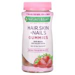 Витамины для волос, кожи и ногтей с биотином, с клубничным вкусом, Hair, Skin, Nails Gummies with Biotin Strawberry, Nature's Bounty, 2500 мкг, 80 жевательных таблеток - Фото миниатюра 1