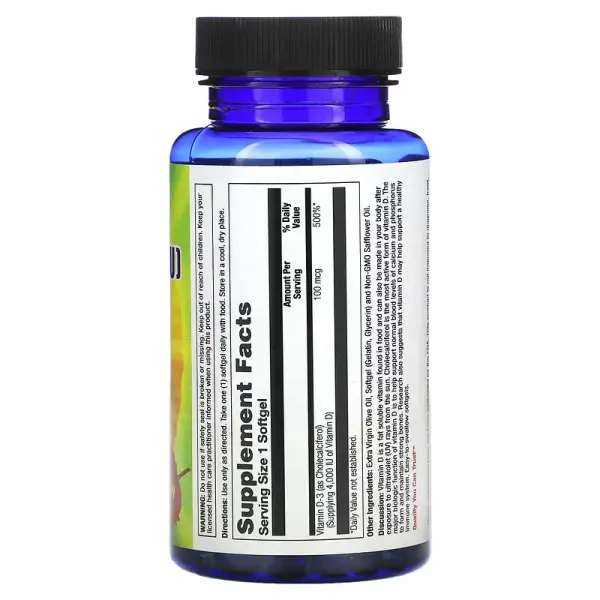 Супер вітамін Д3, Super D3, Nature's Life, 100 мкг (4000 МО), 100 капсул - Фото 2