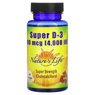 Супер вітамін Д3, Super D3, Nature's Life, 100 мкг (4000 МО), 100 капсул