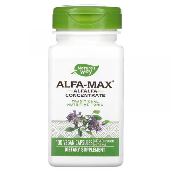 Концентрат люцерны, Alfa-Max Alfalfa Concentrate, Nature's Way, 420 мг, 100 веганских капсул - Фото 1