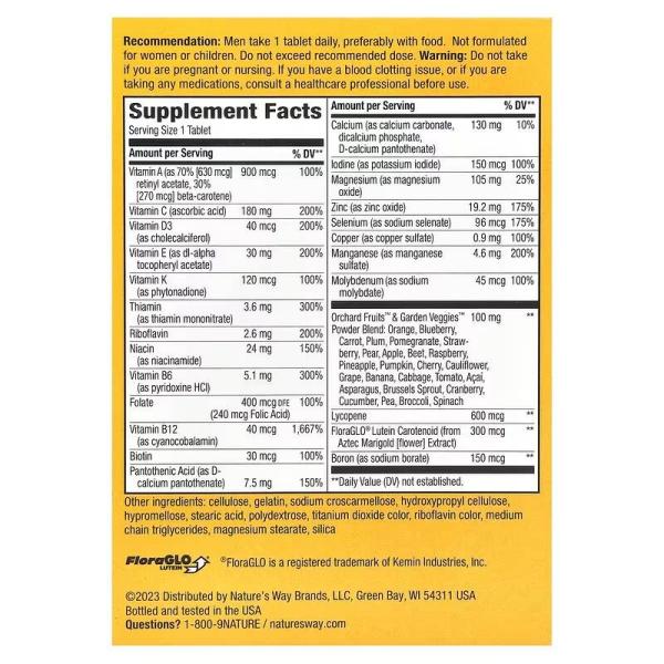 Полноценный поливитаминный комплекс для мужчин старше 50 лет, Men's 50 Complete Multivitamin, Nature's Way, Alive!, 50 таблеток - Фото 3