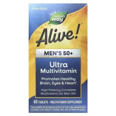 Мультивитамин для мужчин 50+, Alive! Once Daily, Nature's Way, 60 таблеток