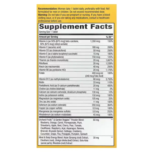 Мультивитамин для женщин 50+, Alive! Once Daily, Nature's Way, 60 таблеток - Фото 2