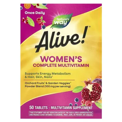Мультивитамины и мультиминералы для женщин, Alive! Women's Energy Multivitamin-Multimineral, Nature's Way, 50 таблеток