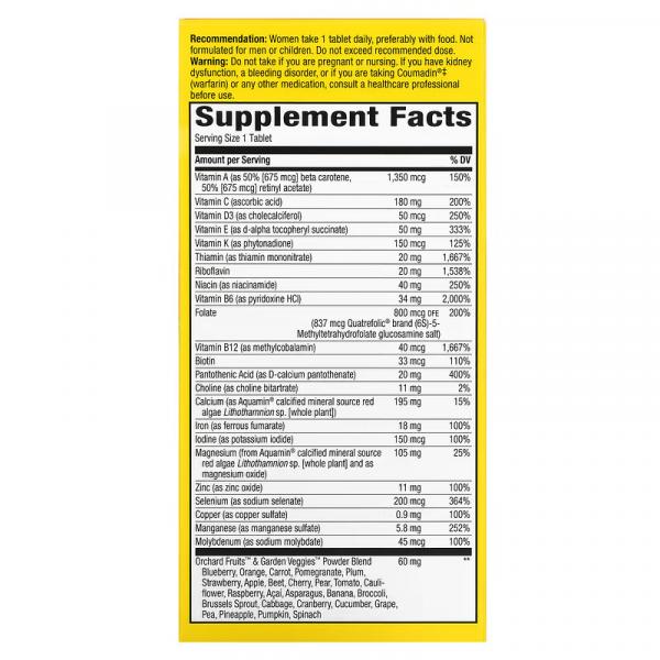 Полный мультивитаминный комплекс для женщин со сверхэффективной эффективностью, Women's Ultra Potency Complete Multivitamin, Nature's Way, Alive! 30 таблеток - Фото 2