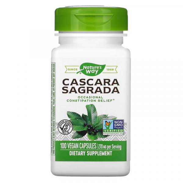 Каскара, Cascara Sagrada, Nature's Way, 270 мг, 100 веганских капсул - Фото 1