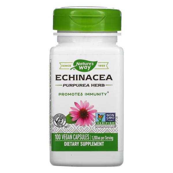Эхинацея пурпурная, Echinacea Purpurea Herb, Nature's Way, 400 мг, 100 веганских капсул - Фото 1