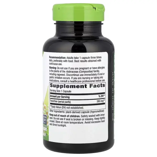 Пиретрум девичий, Feverfew Herb, Nature's Way, 380 мг, 180 веганских капсул - Фото 2