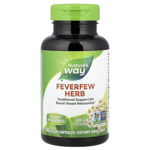 Пиретрум девичий, Feverfew Herb, Nature's Way, 380 мг, 180 веганских капсул - Фото 1