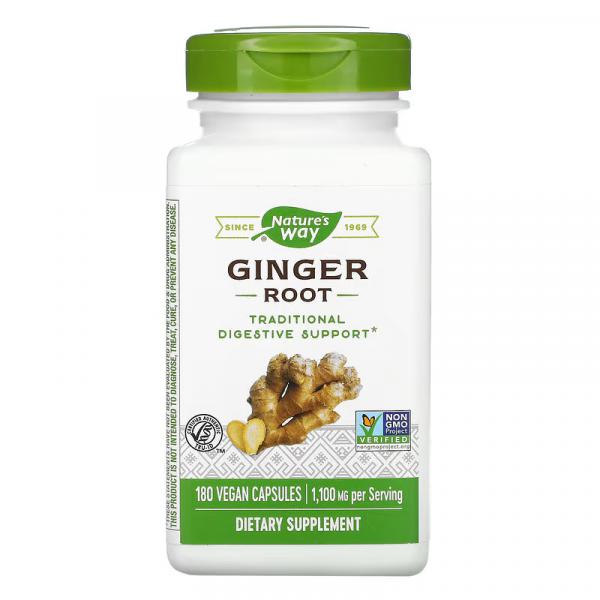 Корень имбиря, Ginger Root, Nature's Way, 550 мг, 180 веганских капсул - Фото 1