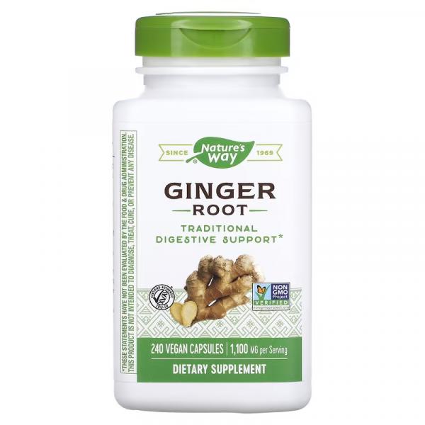 Корінь імбиру, Ginger Root, Nature's Way, 550 мг, 240 веганських капсул - Фото 1