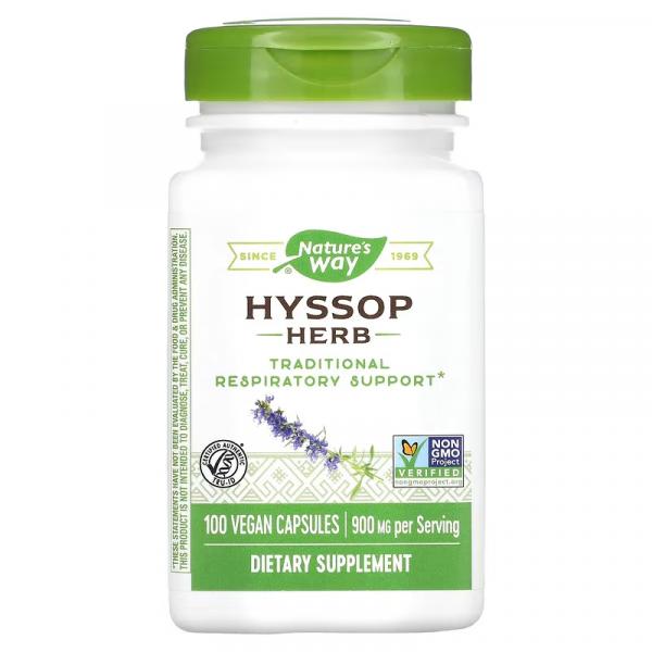 Иссоп херб, Hyssop Herb, Nature's Way, 450 мг, 100 веганских капсул - Фото 1
