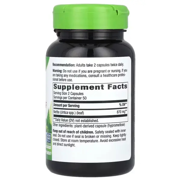 Лист крапивы, Nettle Leaf, Nature's Way, 435 мг, 100 веганских капсул - Фото 2