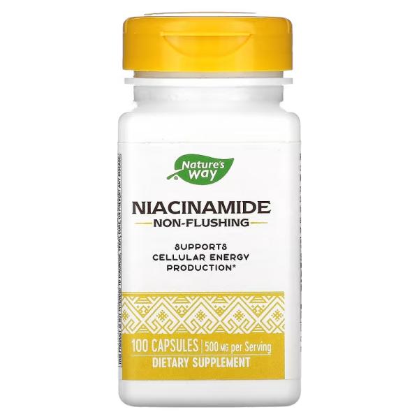 Никотинамид, Niacinamide Non Flushing, Nature's Way, 500 мг, 100 капсул - Фото 1