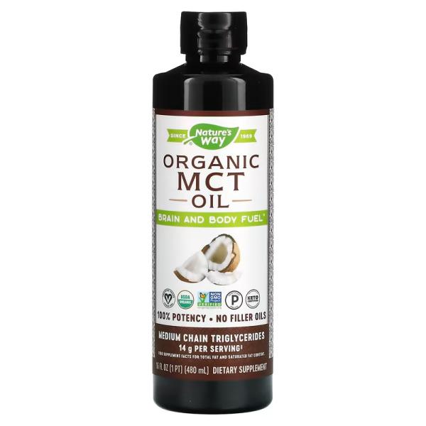 Органическое масло со среднецепочечными триглицеридами (СЦТ), Organic MCT Oil, Nature's Way, 480 мл - Фото 1