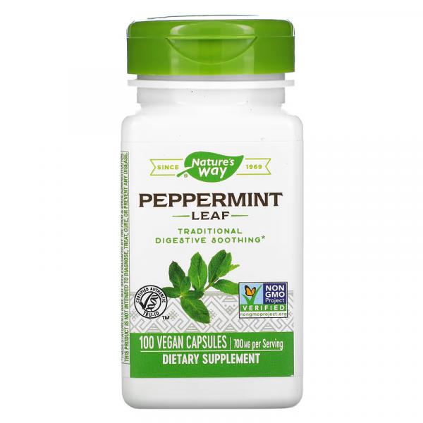 Листья перечной мяты, Peppermint Leaf, Nature's Way, 350 мг, 100 веганских капсул - Фото 1
