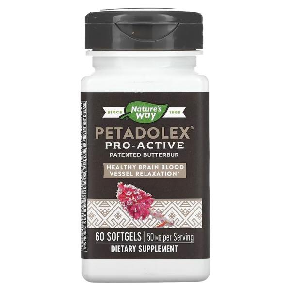 Белокопытник для здоровья вен, PETADOLEX, Pro-Active Patented Butterbur, Nature's Way, 50 мг, 60 капсул - Фото 1