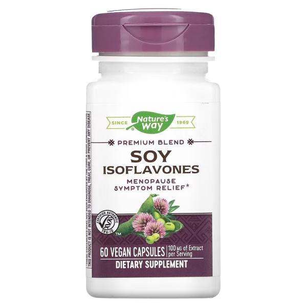 Изофлавоны из сои, премиальное качество, Premium Blend Soy Isoflavones, Nature's Way, 100 мг, 60 растительных капсул - Фото 1