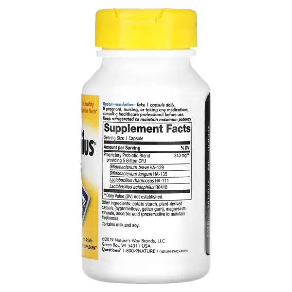 Пробіотики для дорослих, Primadophilus Bifidus, Nature's Way, 5 млрд КУО, 90 капсул - Фото 2