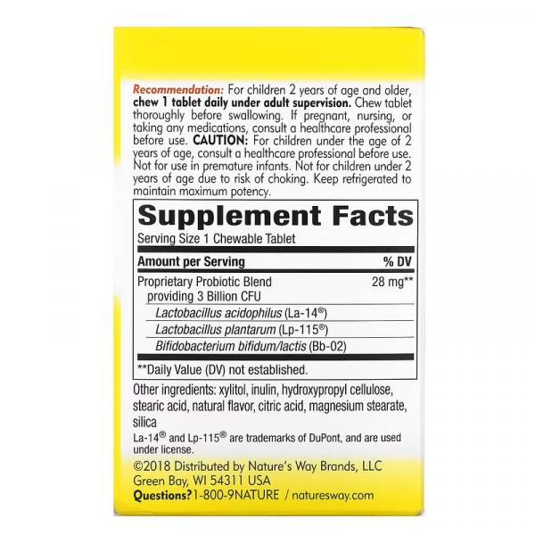 Пробиотики для детей, со вкусом апельсина, Primadophilus Kids Orange, Nature's Way, 3 млрд КОЕ, 30 жевательных таблеток - Фото 2