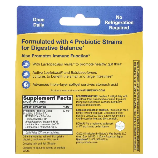 Лактобактерии реутери, Primadophilus Reuteri Pearls, Nature's Way, 1 млрд КОЕ, 30 гелевых капсул - Фото 2