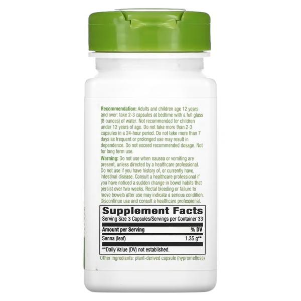 Листья сенны, Senna Leaves, Nature's Way, 1350 мг, 100 веганских капсул - Фото 2