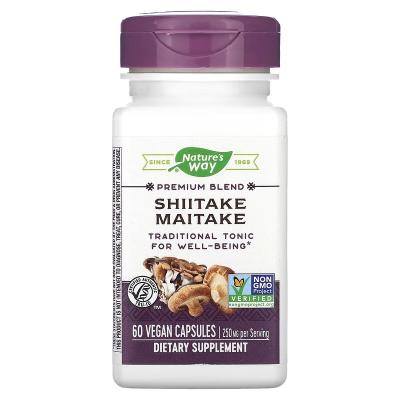Шиитаке майтаке, Shiitake Maitake, Nature's Way, 250 мг, 60 вегетарианских капсул