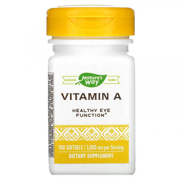 Витамин A, Vitamin A, Nature's Way, 3000 мкг, 100 мягких таблеток - Фото 1