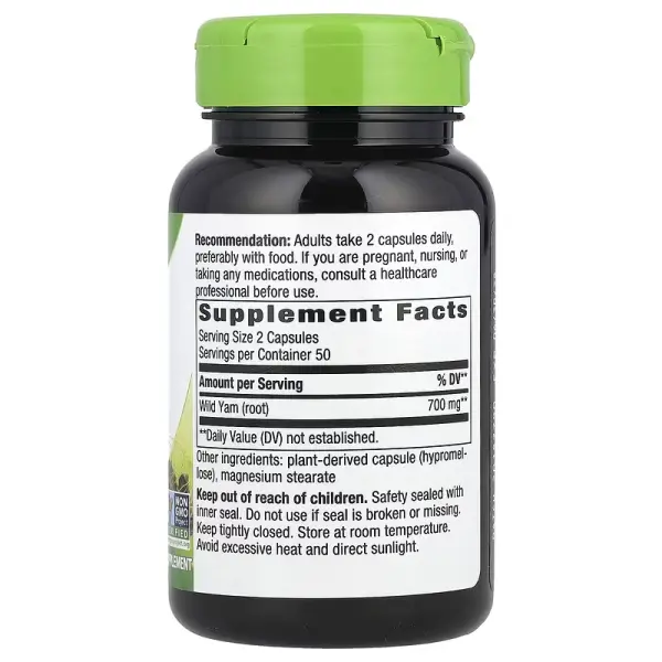 Корінь Дикого Ямсу, Wild Yam Root, 700 мг, Nature's Way, 100 веганських капсул - Фото 2