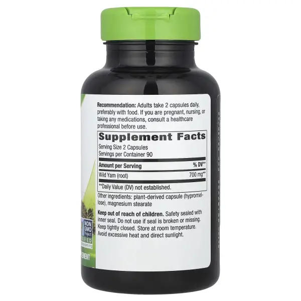 Корень Дикого Ямса, Wild Yam Root, 700 мг, Nature's Way, 180 веганских капсул - Фото 2
