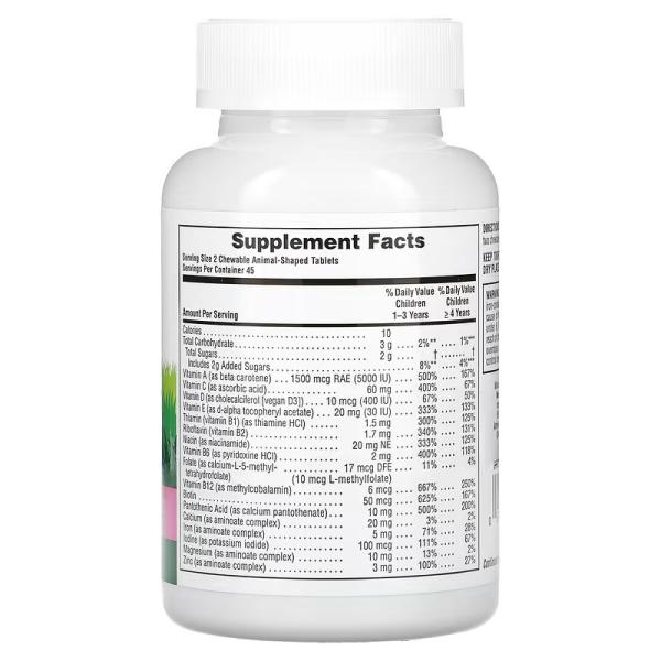 Мультивитамины для детей, вкус арбуза, Children's Chewable Multivitamin Supplement Watermelon, Natures Plus, Animal Parade, 90 жевательных таблеток - Фото 2