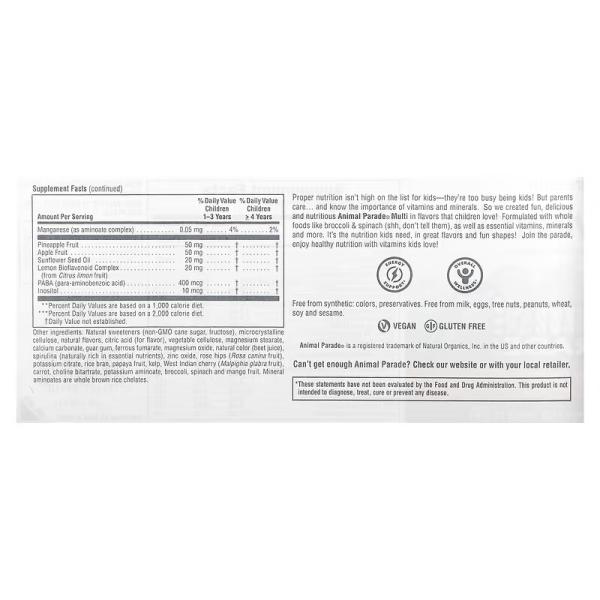 Жевательные мультивитамины с микроэлементами для детей, со вкусом вишни, Children's Chewable Multivitamin Supplement Cherry, NaturesPlus, Source of Life, Animal Parade Gold, 90 таблеток в форме животных - Фото 3