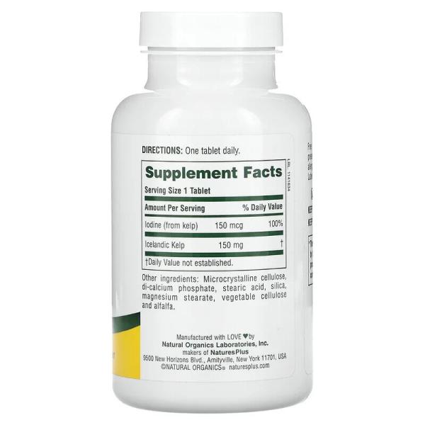 Ламинария, Натуральный йод Natures Plus, 300 таблеток  - Фото 2