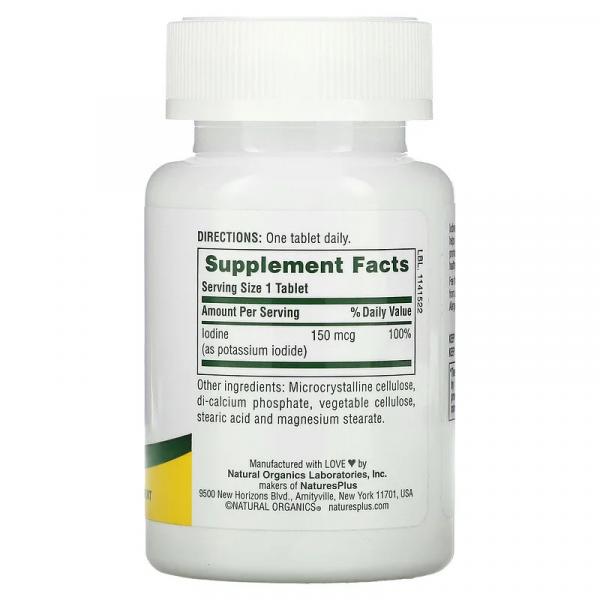 Йодид калия, Iodine Potassium Iodide, NaturesPlus, 150 мкг, 100 таблеток - Фото 2