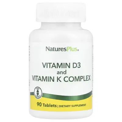 Витамины D3 и K2, Vitamins D3 & K2, NaturesPlus, 90 таблеток