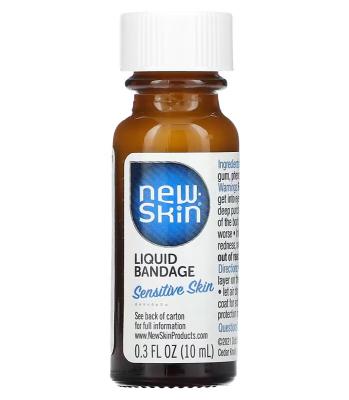Жидкая повязка / средство для защиты кожи, для чувствительной кожи, Liquid Bandage Skin Protectant Sensitive Skin, New Skin, 10 мл