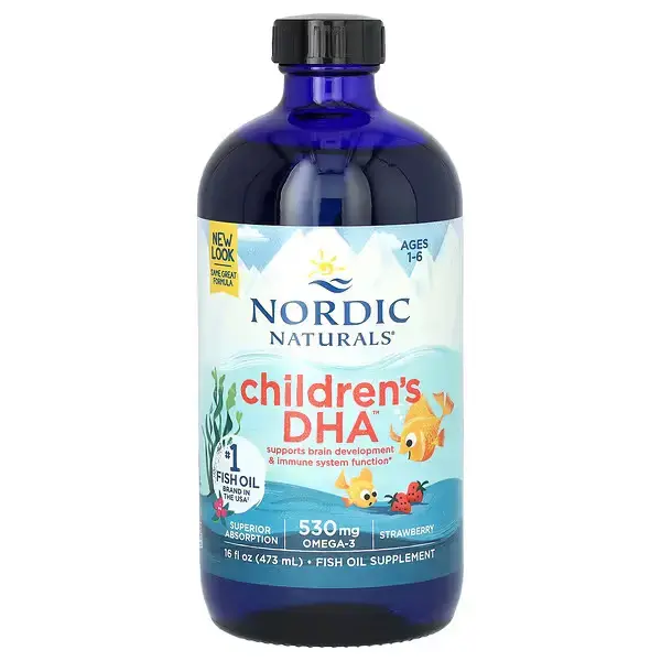 Рідка омега 3 для дітей, Children's DHA, Nordic Naturals, полуниця, 473 мл - Фото 1