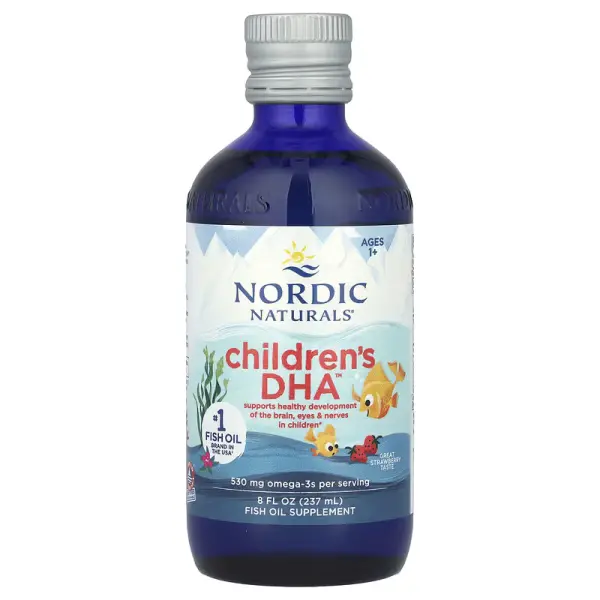 Рідка омега 3 для дітей, Children's DHA, Nordic Naturals, полуниця, 237 мл - Фото 1