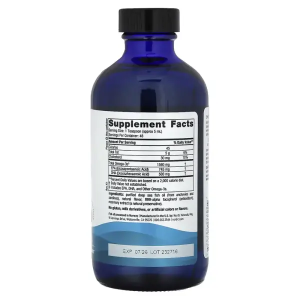 Омега-3, со вкусом лимона, Omega-3, Lemon, Nordic Naturals, 1560 мг, 237 мл - Фото 2