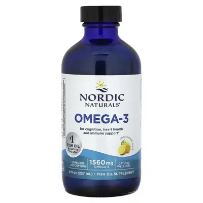 Омега-3, со вкусом лимона, Omega-3, Lemon, Nordic Naturals, 1560 мг, 237 мл