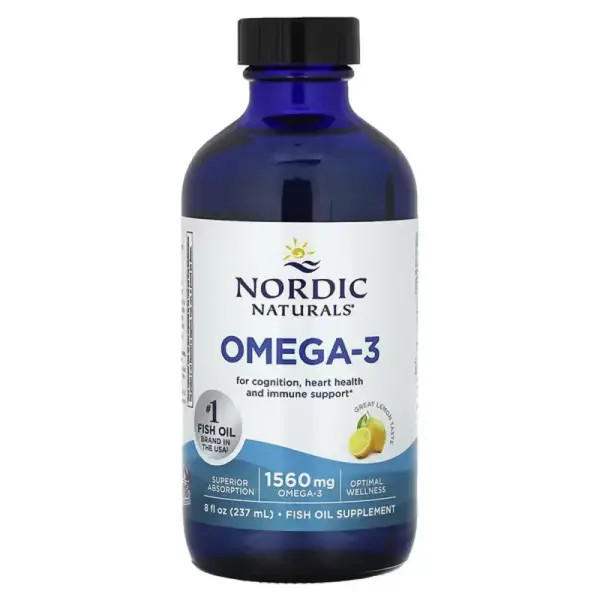 Омега-3, со вкусом лимона, Omega-3, Lemon, Nordic Naturals, 1560 мг, 237 мл - Фото 1