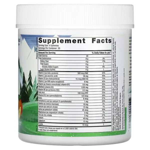 Мультижувальні цукерки без цукру, для дітей від 4 років, апельсин і лимон, Nordic Naturals,  120 жувальних таблеток - Фото 2