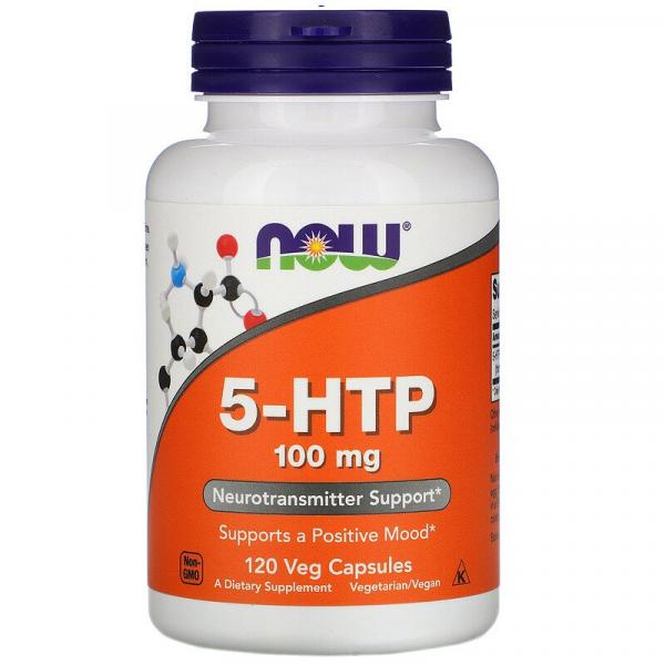 5-HTP, 5-гидрокситриптофан, Now Foods, 100 мг, 120 капсул - Фото 1