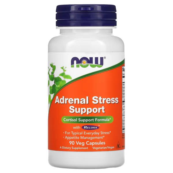 Препарат для поддержания уровня кортизола, Adrenal Stress Support, NOW Foods, 90 растительных капсул - Фото 1