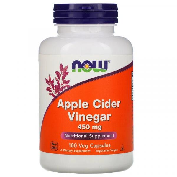 Яблочный уксус сидровый, Apple Cider Vinegar, Now Foods, 450 мг, 180 капсул - Фото 1