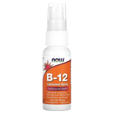 Витамин B12, липосомальный спрей, B-12 Liposomal Spray, NOW Foods, 1000 мкг, 59 мл (2 ред. унции)