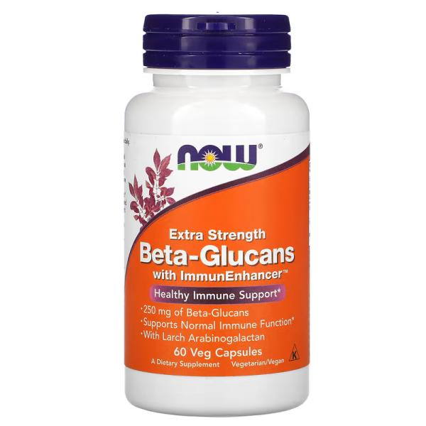 Бета-глюканы с усиленным действием, Extra Strength Beta Glucans with ImmunEnhancer, Now Foods, 250 мг, 60 вегетарианских капсул - Фото 1