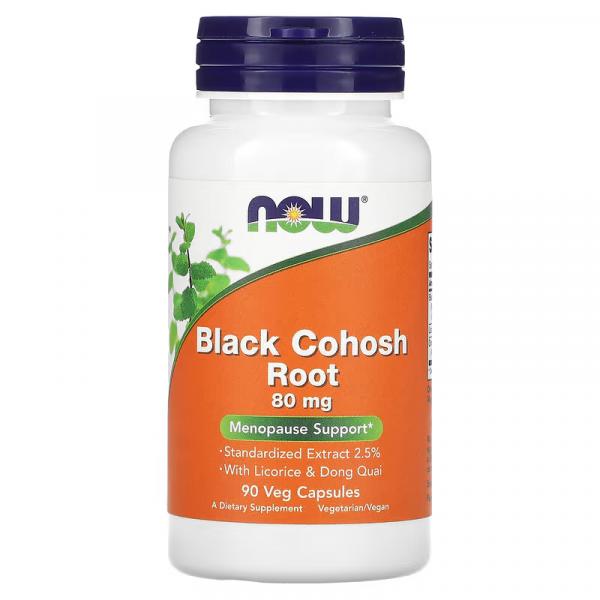 Корень клопогона кистевидного, Black Cohosh Root, Now Foods, 80 мг, 90 растительных капсул - Фото 1