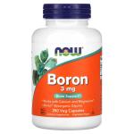 Бор, Boron, NOW Foods, 3 мг, 250 растительных капсул - Фото миниатюра 1